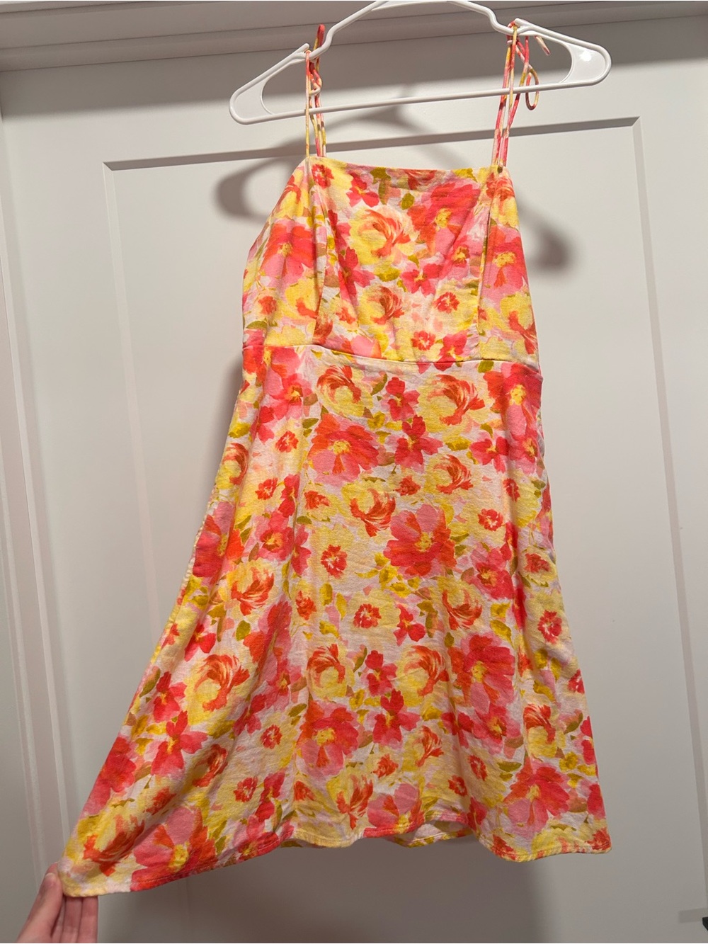 Old Navy Pink & Yellow Floral Tie-Strap Mini Dress